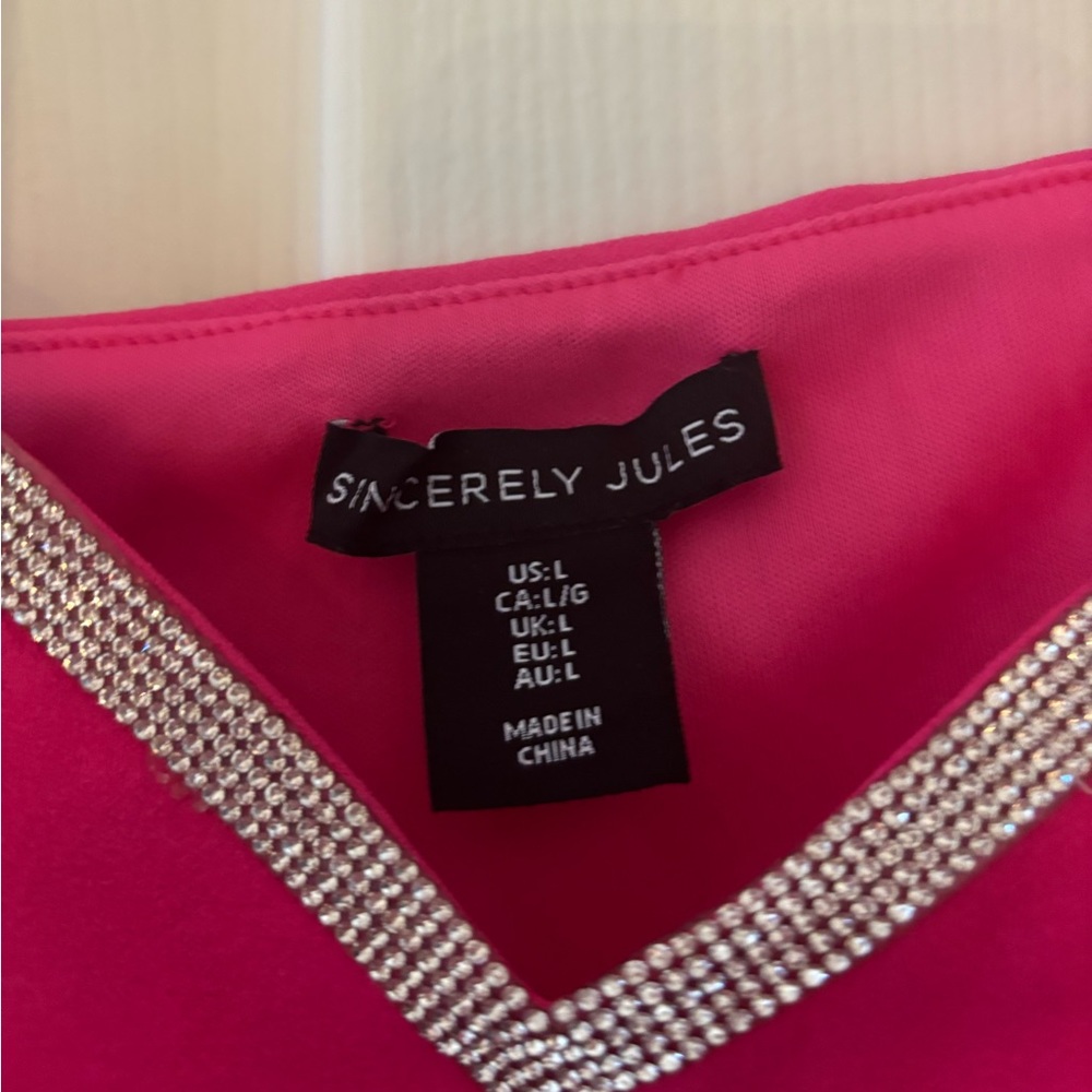 Pink Rhinestone Crop Top - Picture 3 of 3